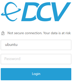 DCV Login Screen