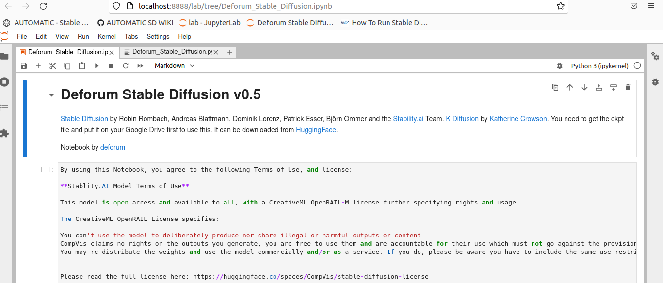 Deforum Stable Diffusion jupyter notebook