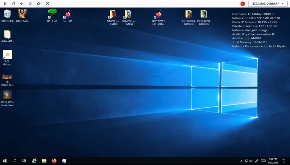 Login to a Windows Server: Desktop Screen after login