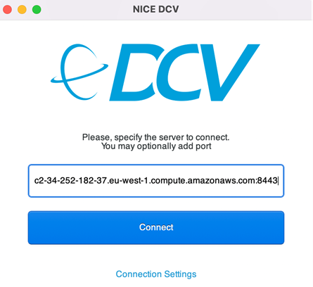 How to Connect to your AWS Cloud Server with DCV - DCV Landing Page