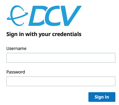 DCV Login Screen